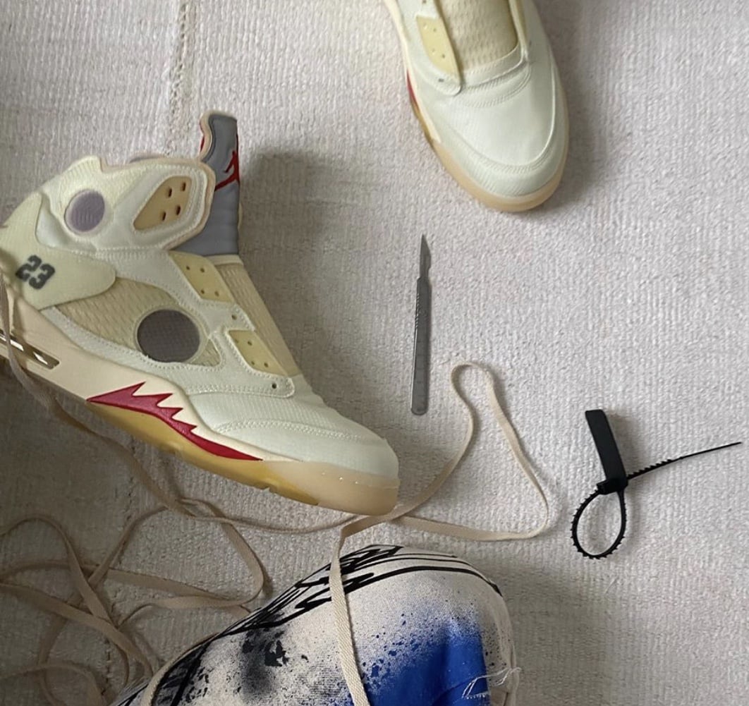off white x air jordan 5 sail